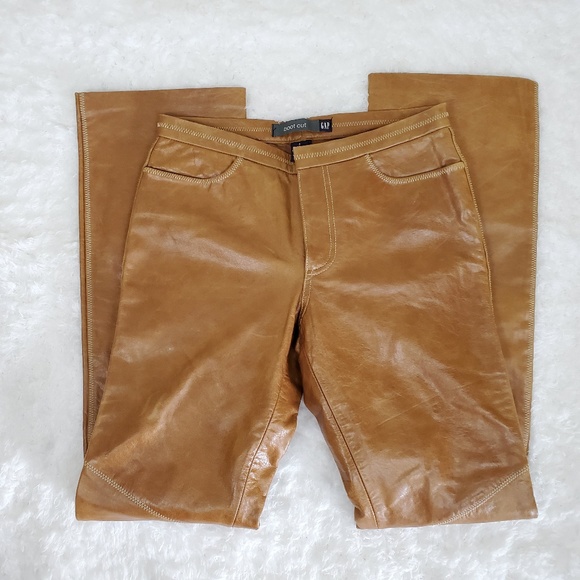 GAP Pants - 2001 Camel Gap Boot Cut Leather Pants Sz 4 28" W